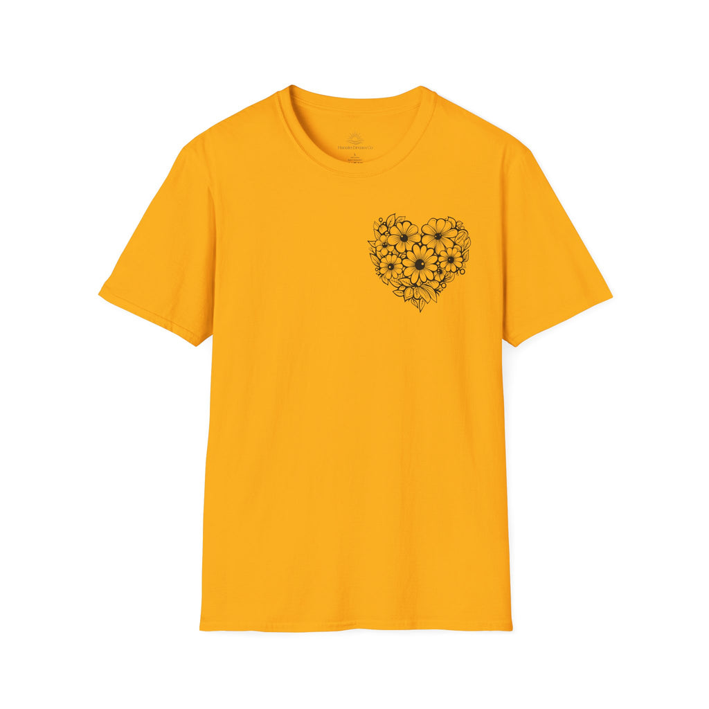 Bloom Kindly Floral Heart T-Shirt – Daisy Line Art