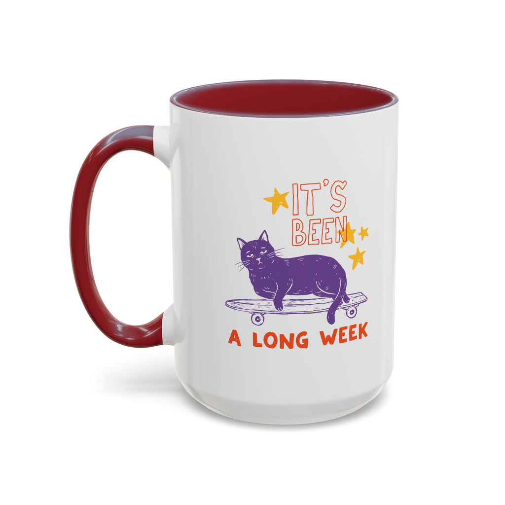 “It’s Been a Long Week” Cat on Skateboard Coffee Mug