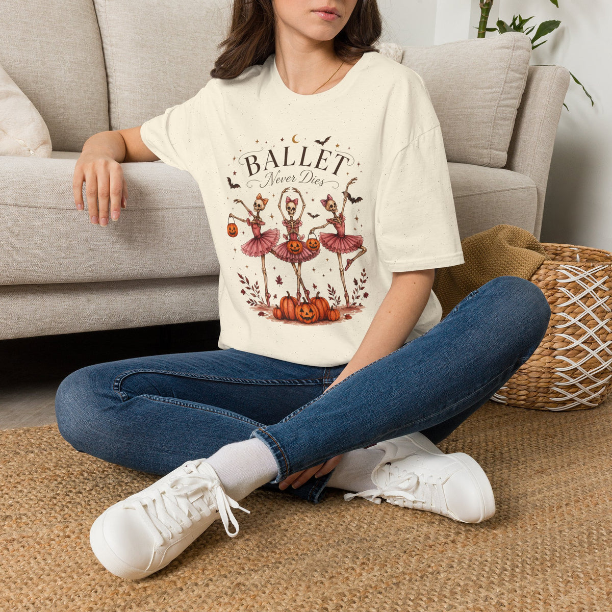 Ballet Never Dies T-Shirt | Halloween Skeleton Ballerina
