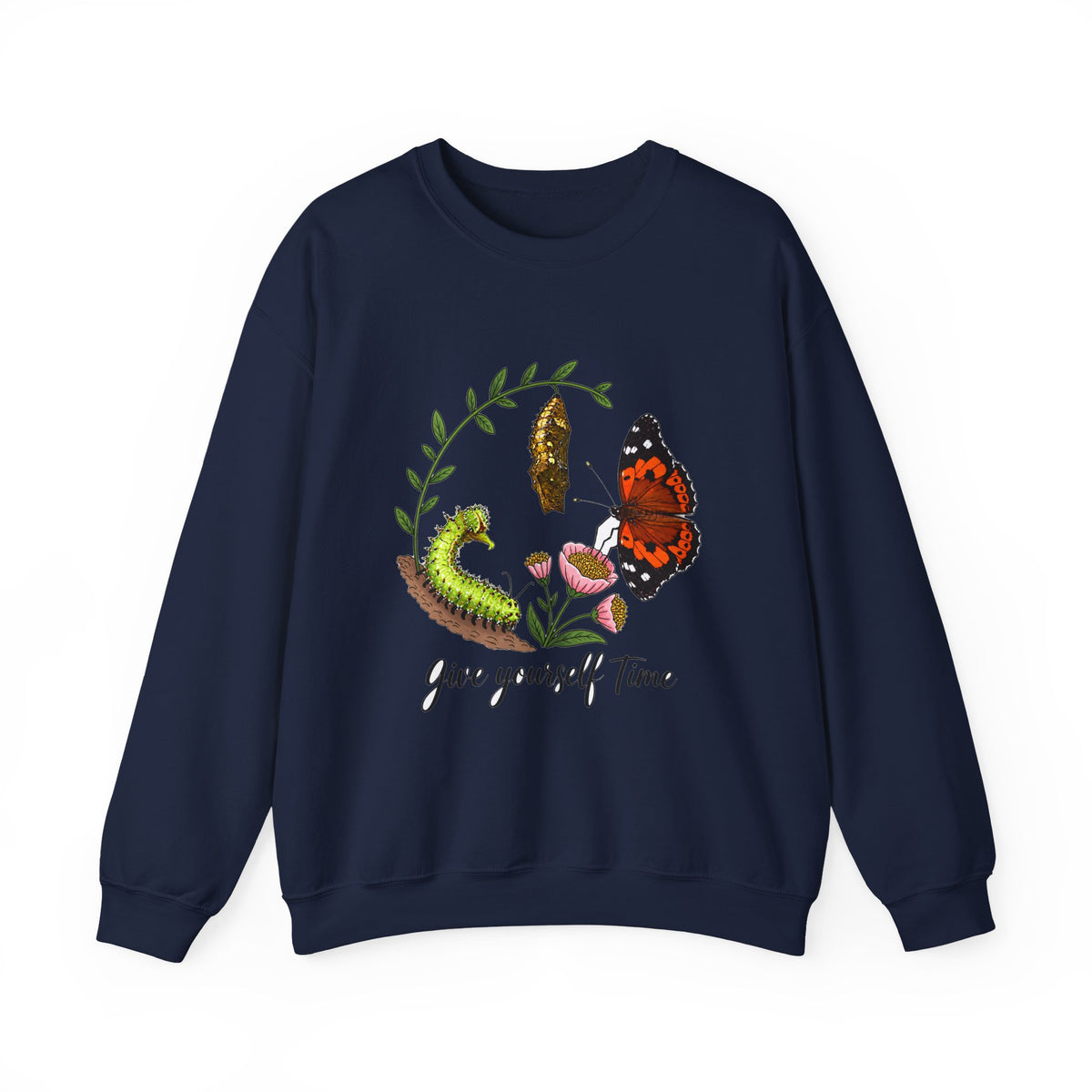 “Give Yourself Time” Butterfly Metamorphosis Crewneck
