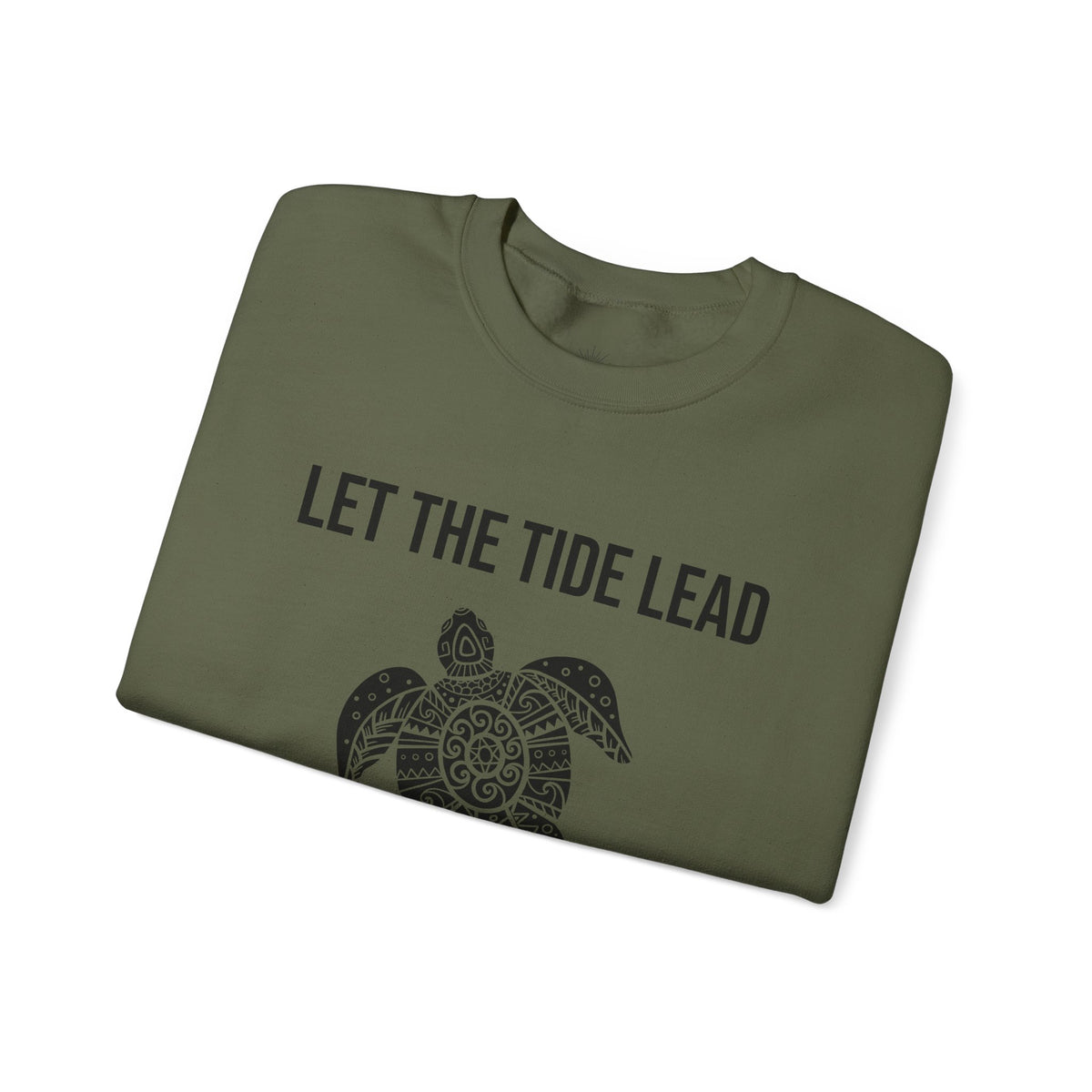 Turtle Crewneck Sweatshirt — "Let the Tide Lead" Coastal Graphic