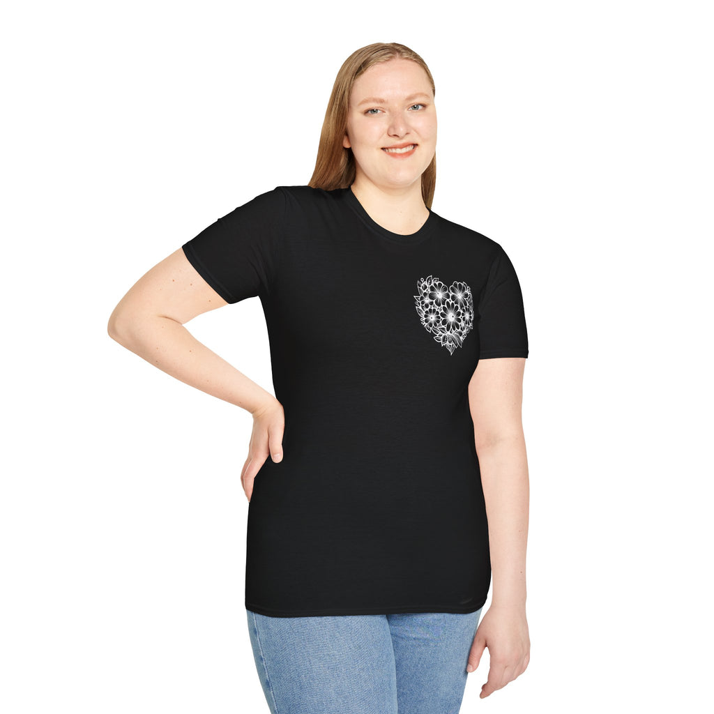 Bloom Kindly Floral Heart T-Shirt – Daisy Line Art