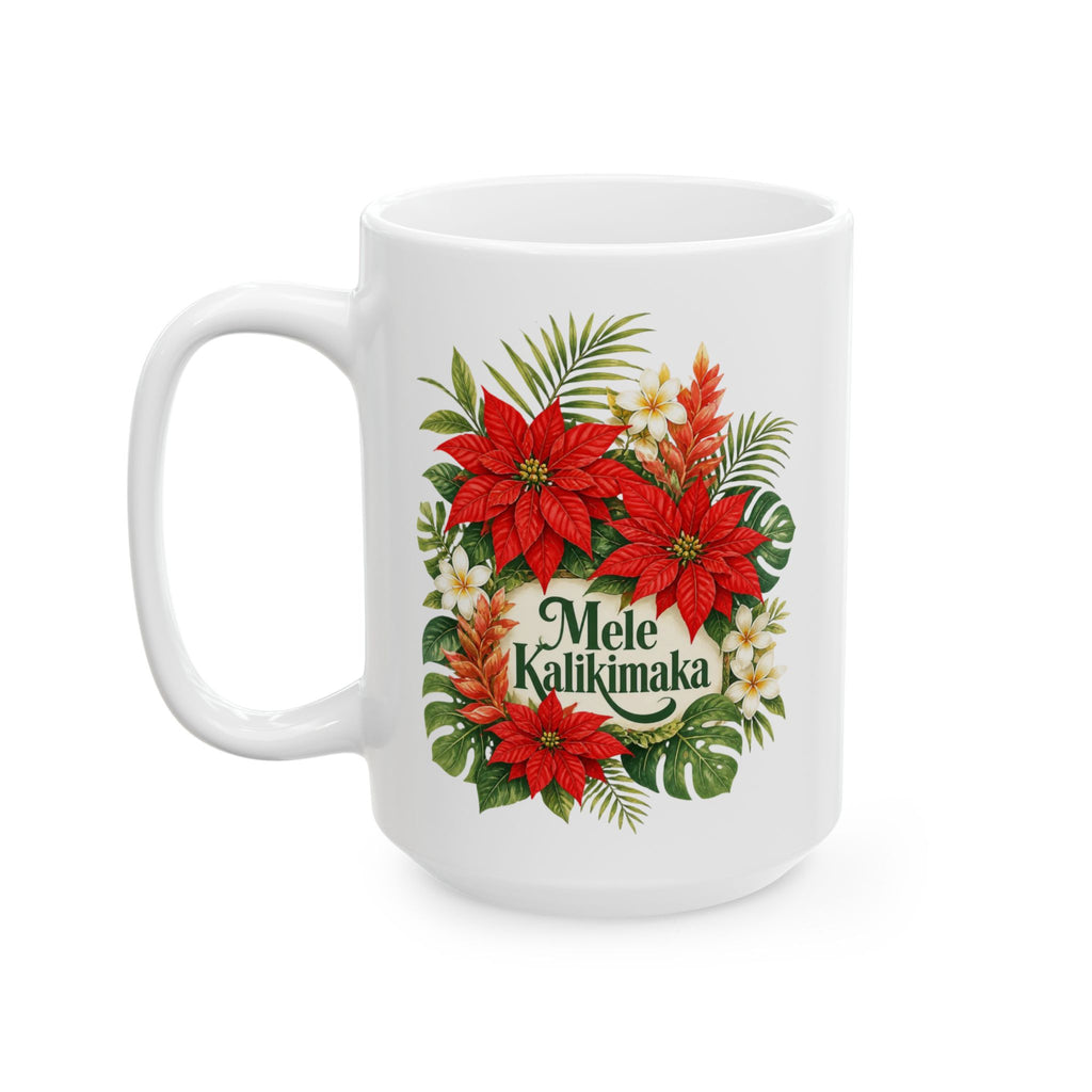 Tropical Poinsettia Holiday Mug – Floral Ceramic Cup