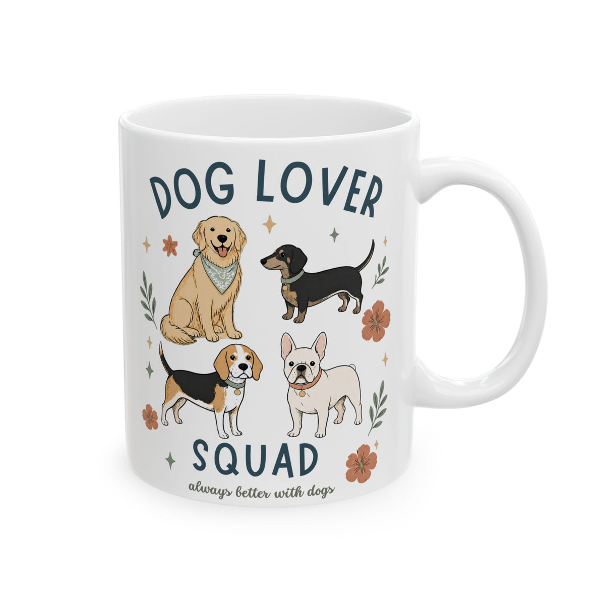 Dog Lover Floral Ceramic Mug