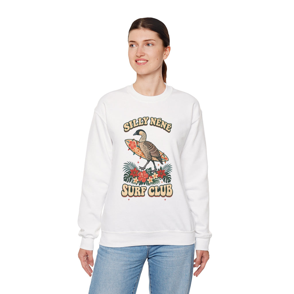 Silly Nēnē Surf Club Christmas Crewneck Sweatshirt – Hawaiian Goose Holiday Sweatshirt