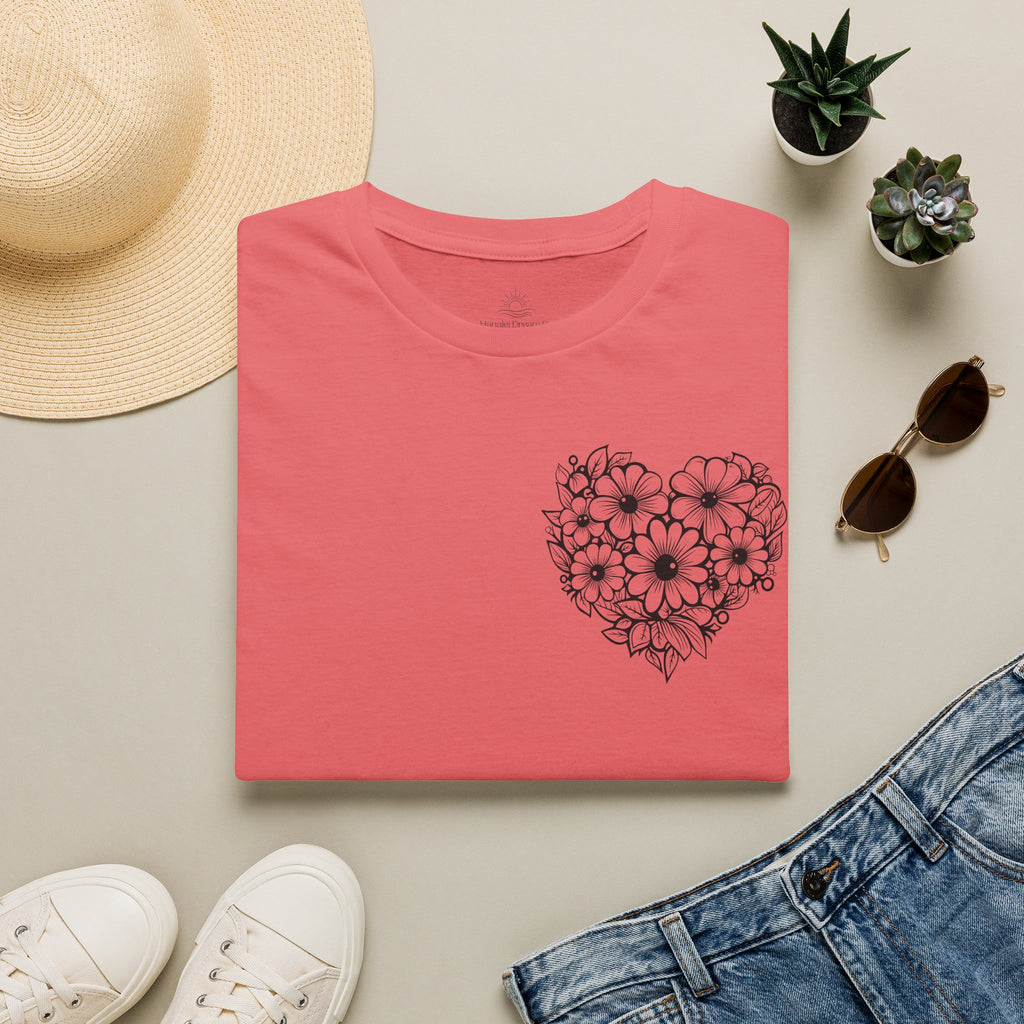 Bloom Kindly Floral Heart T-Shirt – Daisy Line Art