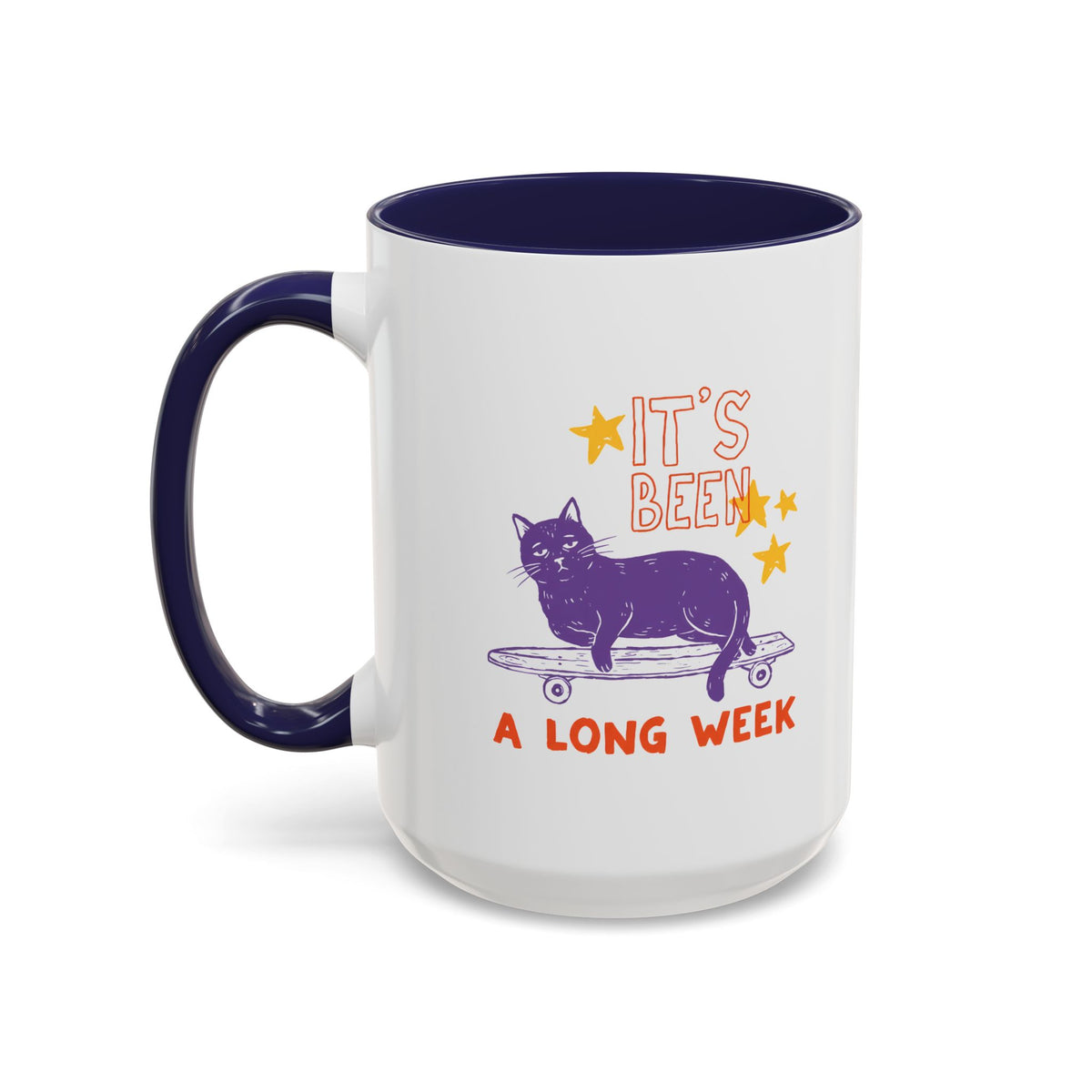 “It’s Been a Long Week” Cat on Skateboard Coffee Mug