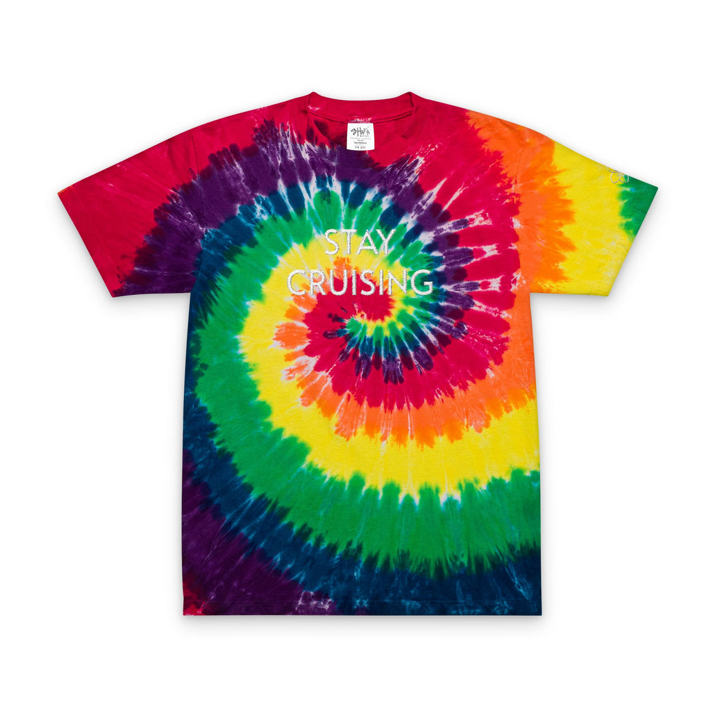 Embroidered "Stay Cruising" Tie-Dye Spiral T-Shirt