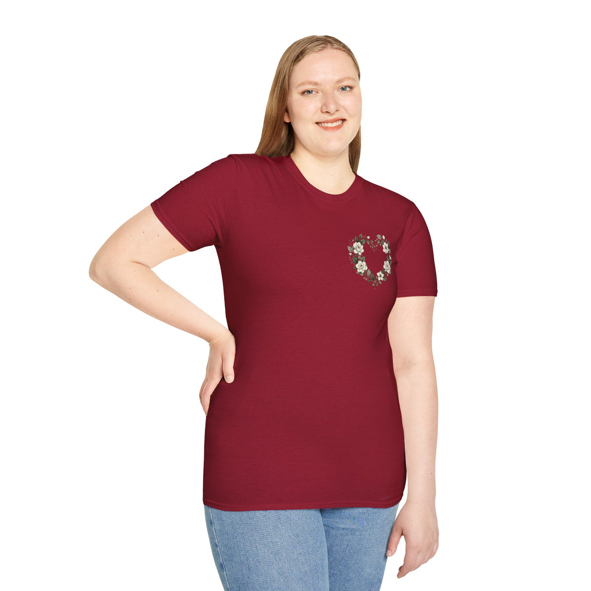 Gardenia Heart Floral Wreath T-Shirt – Botanical