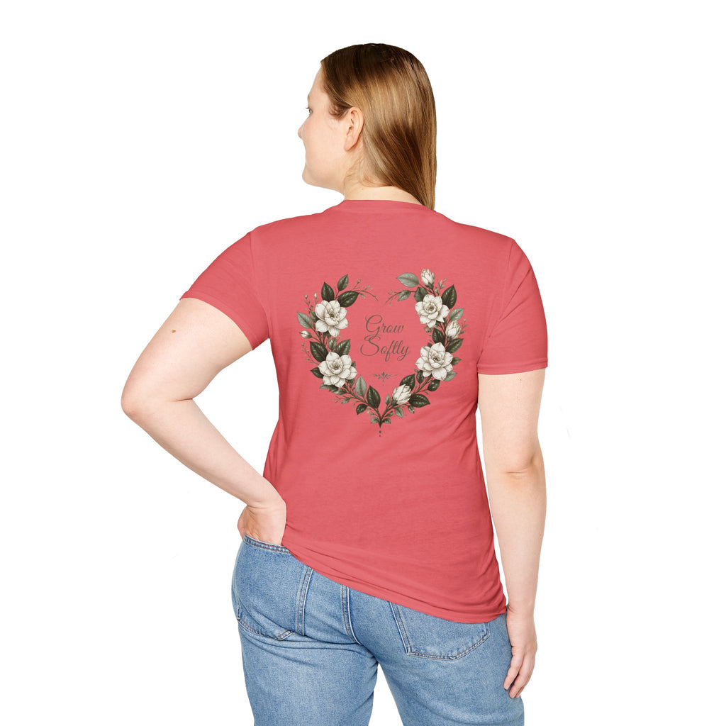 Gardenia Heart Floral Wreath T-Shirt – Botanical