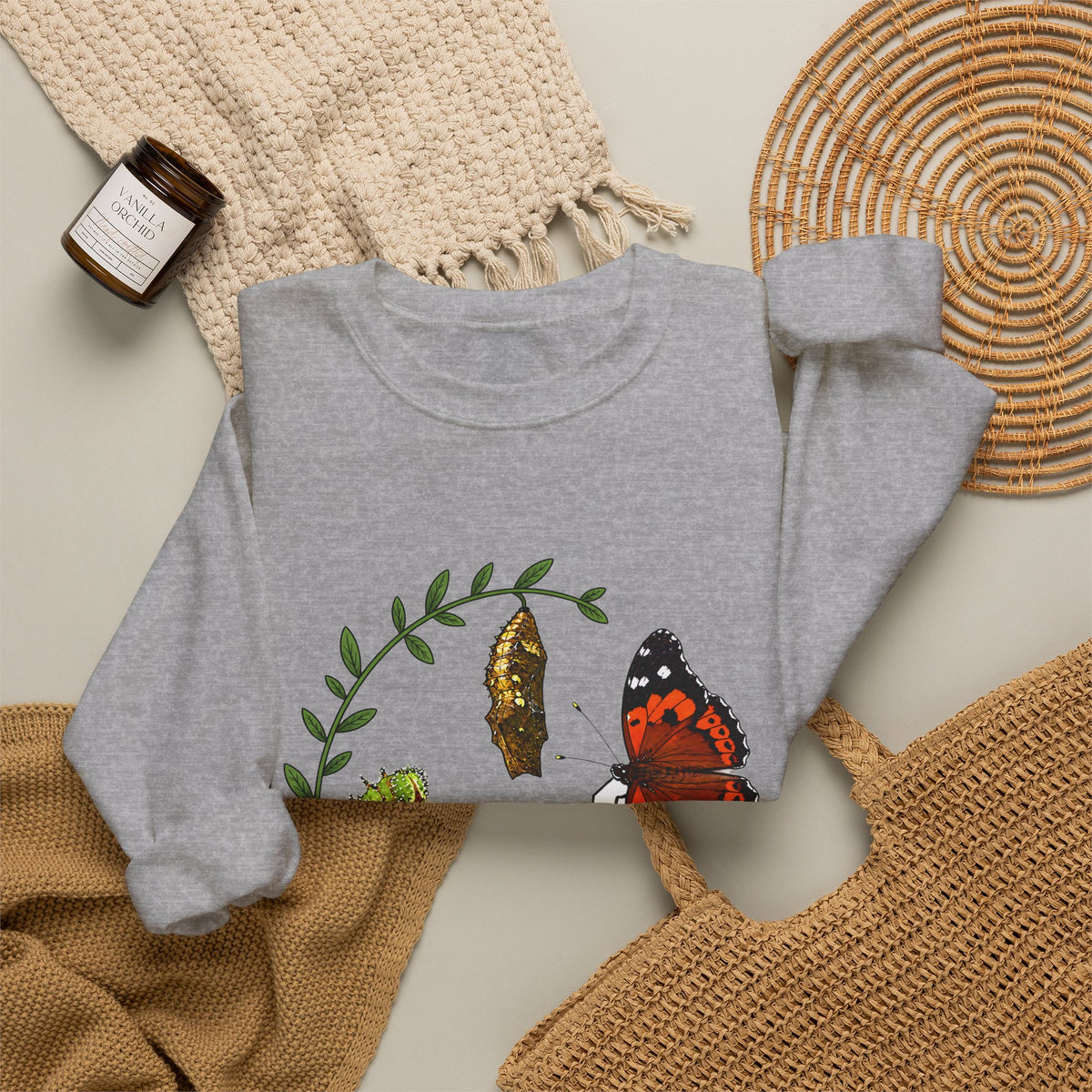 “Give Yourself Time” Butterfly Metamorphosis Crewneck