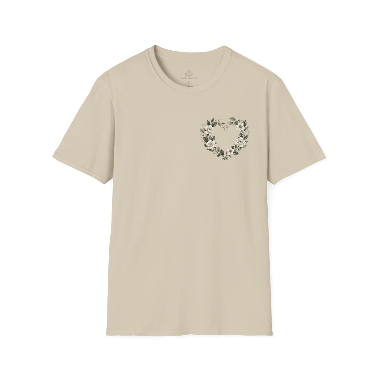 Gardenia Heart Floral Wreath T-Shirt – Botanical