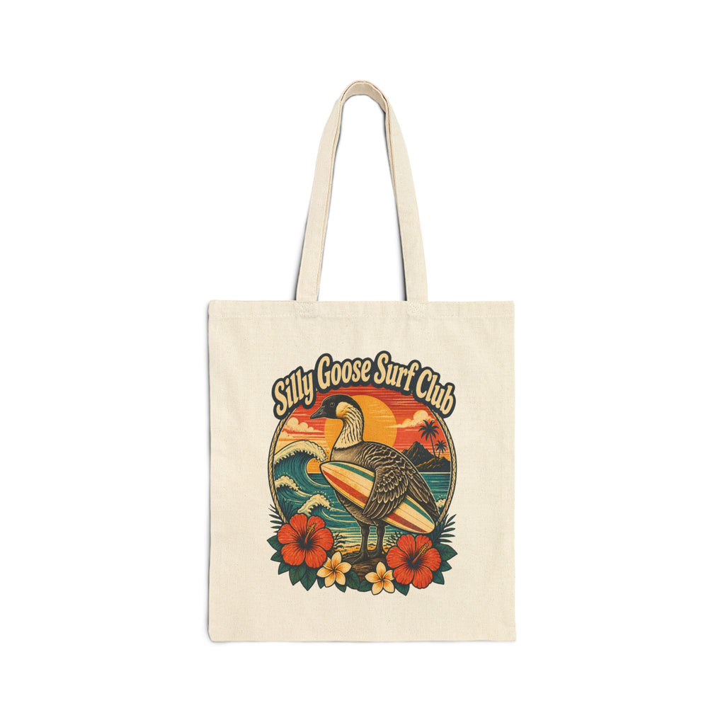 Silly Goose Surf Club Canvas Tote – Retro Hawaiian Nēnē