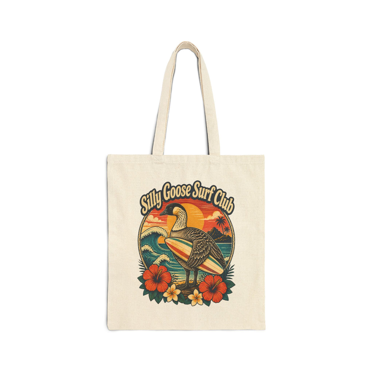 Silly Goose Surf Club Canvas Tote – Retro Hawaiian Nēnē