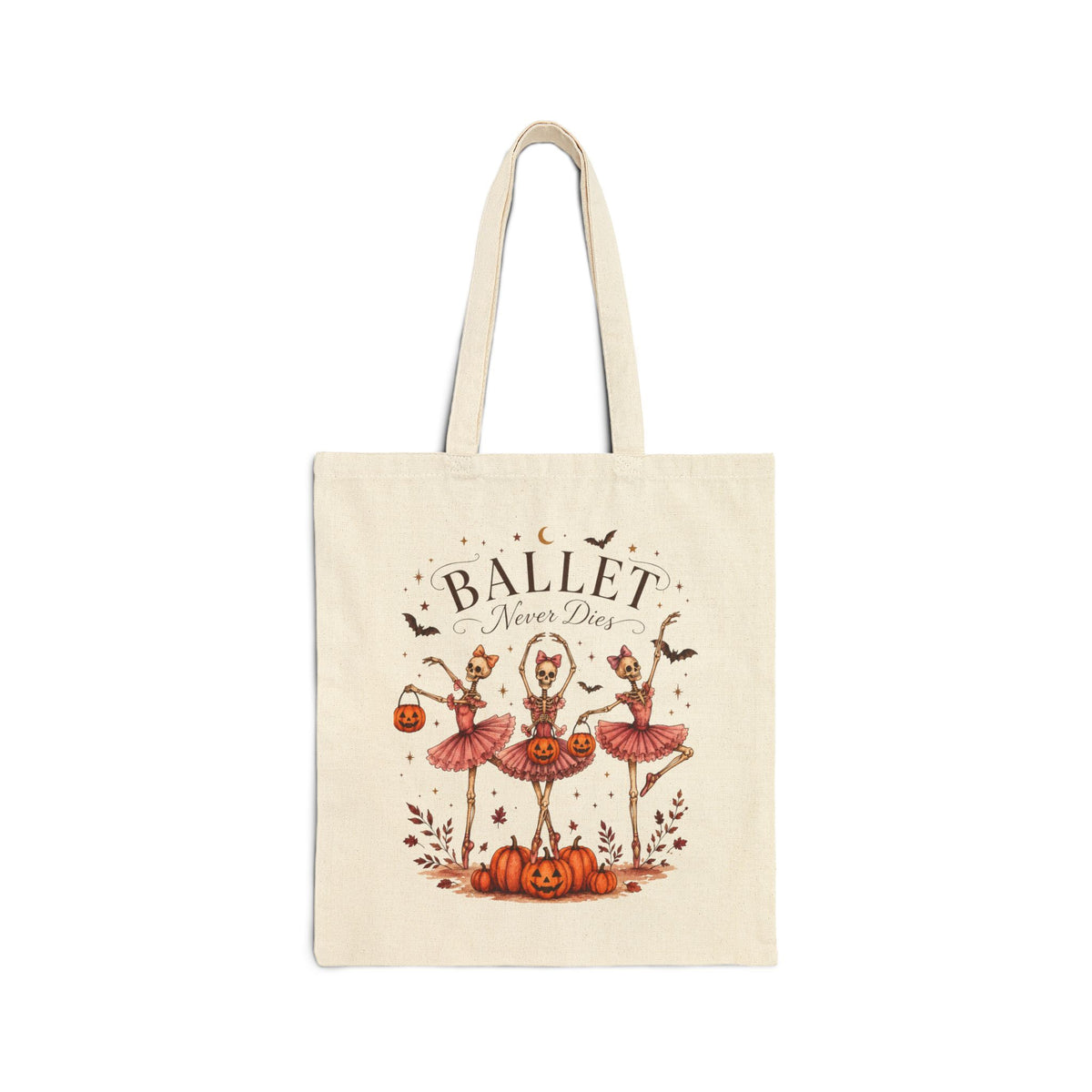'Ballet Never Dies' Halloween Ballerina Pumpkin Canvas Tote