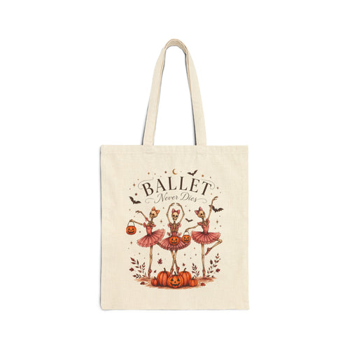 'Ballet Never Dies' Halloween Ballerina Pumpkin Canvas Tote