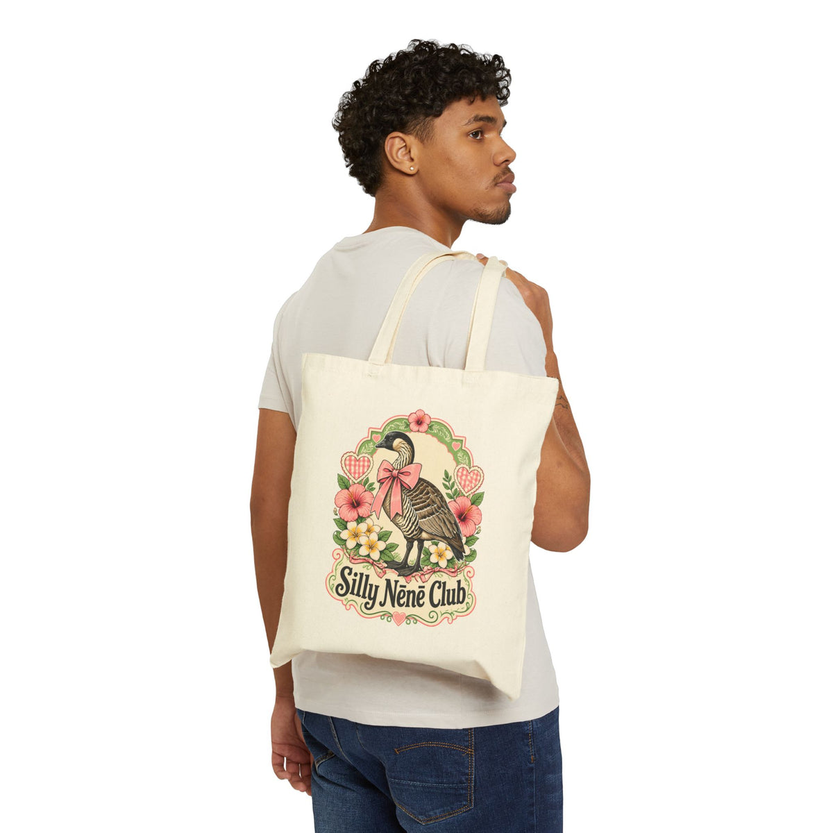 Silly Néné Club Floral Canvas Tote – Hawaiian Goose