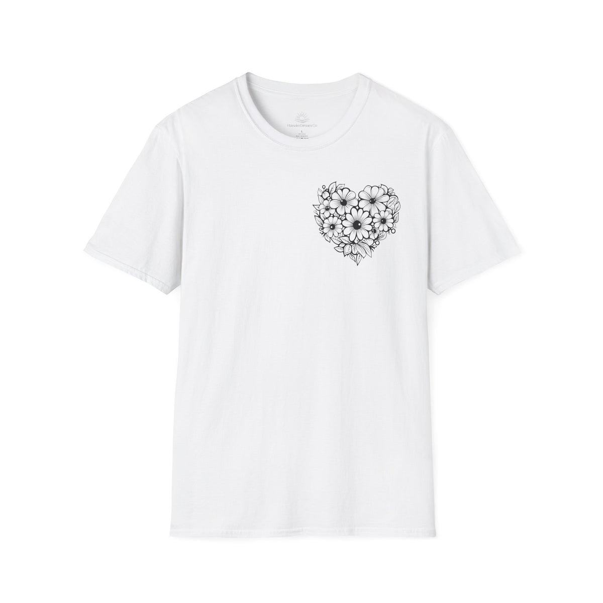 Bloom Kindly Floral Heart T-Shirt – Daisy Line Art