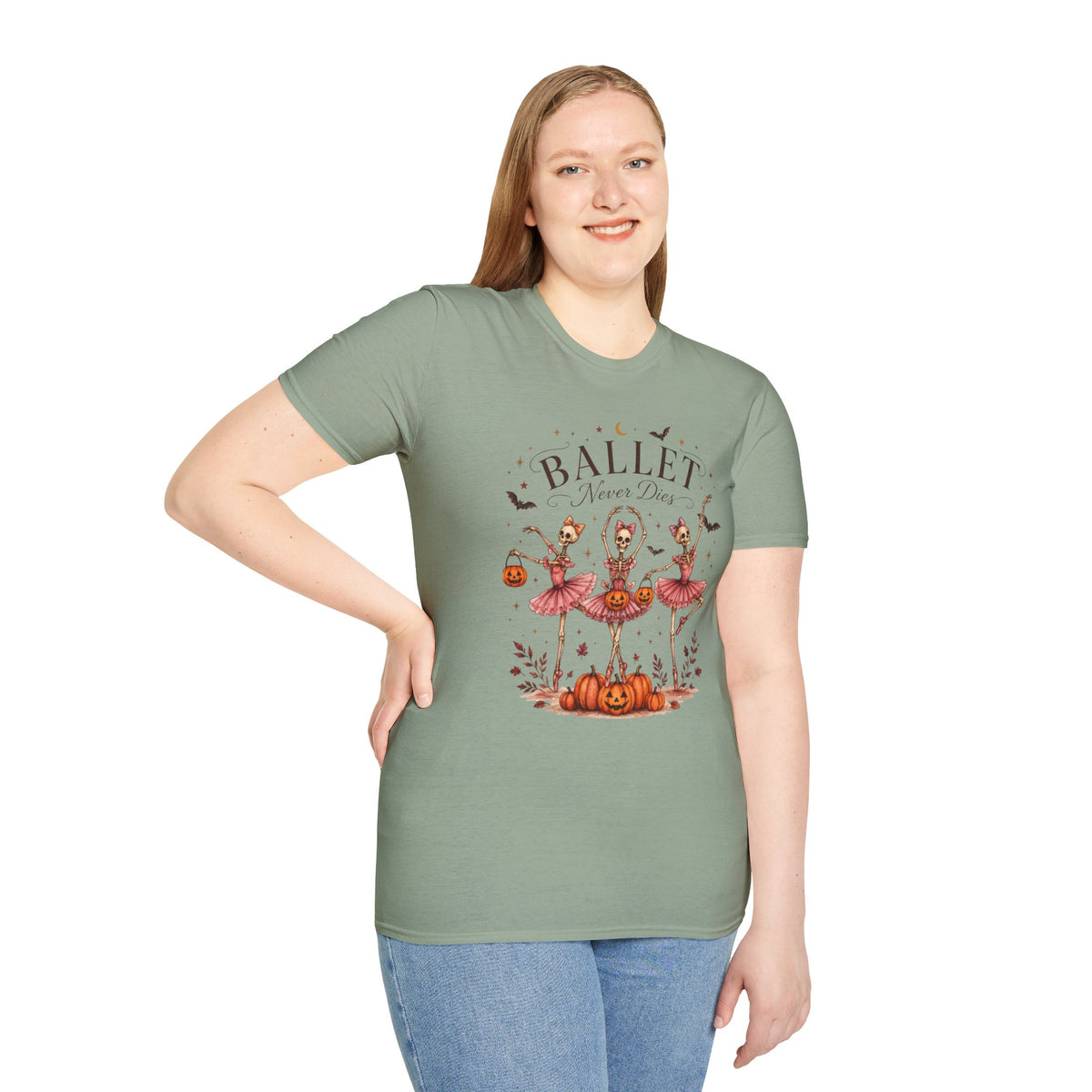 Ballet Never Dies T-Shirt | Halloween Skeleton Ballerina