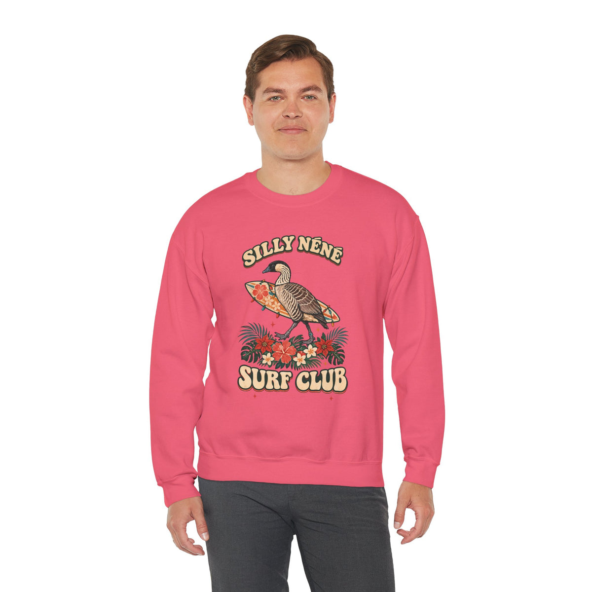 Silly Nēnē Surf Club Christmas Crewneck Sweatshirt – Hawaiian Goose Holiday Sweatshirt