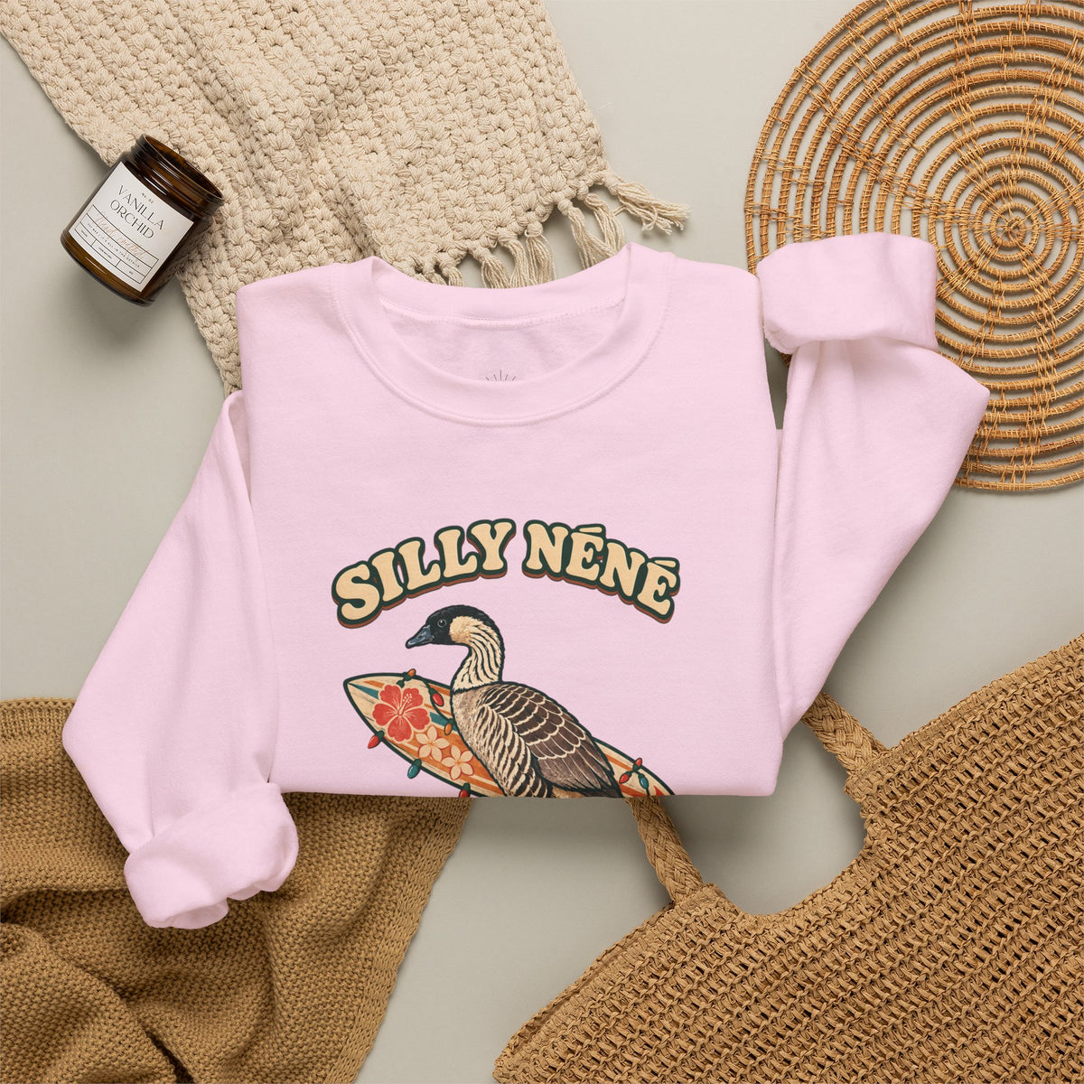 Silly Nēnē Surf Club Christmas Crewneck Sweatshirt – Hawaiian Goose Holiday Sweatshirt