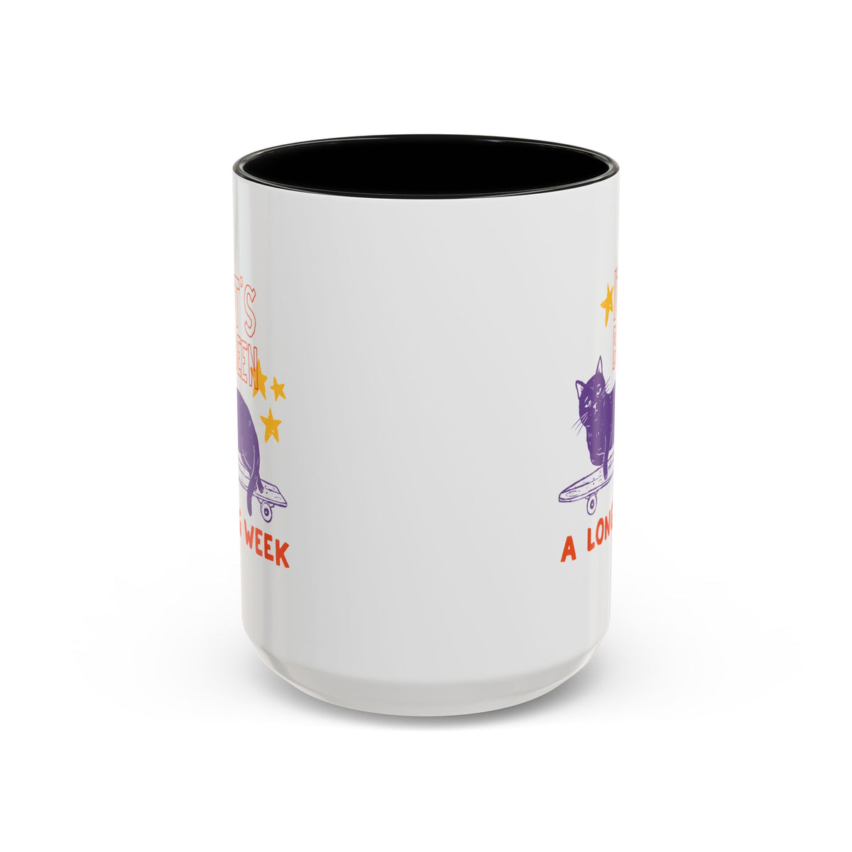 “It’s Been a Long Week” Cat on Skateboard Coffee Mug