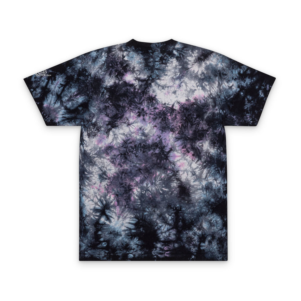 No Worry Embroidered Tie-Dye Shirt — Oversized Black & White
