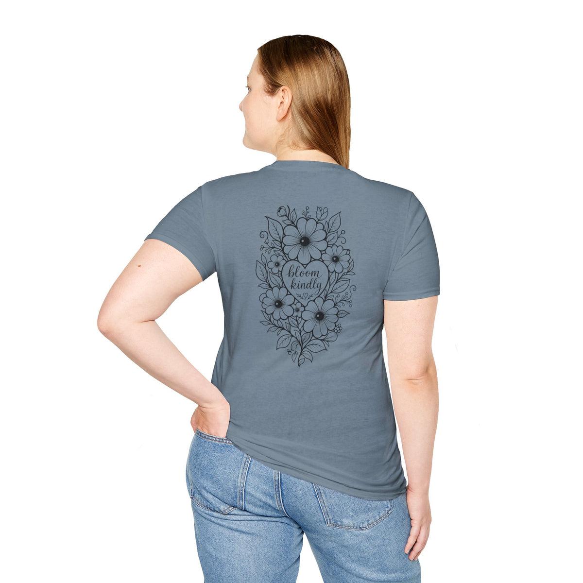 Bloom Kindly Floral Heart T-Shirt – Daisy Line Art