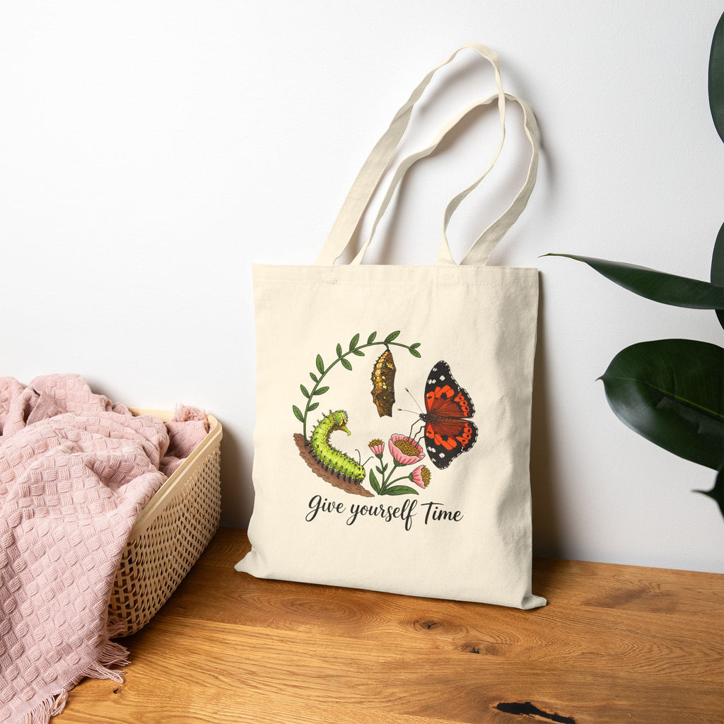 “Give Yourself Time” Kamehameha Butterfly Canvas Tote