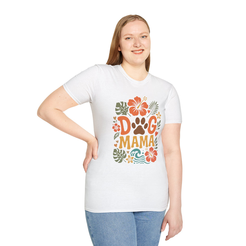 “DOG MAMA” Floral Paw Print Tropical Tee