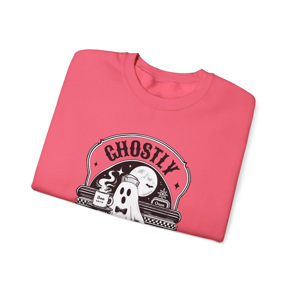 Ghostly Diner Sweatshirt — Vintage Halloween Ghost Café Crewneck