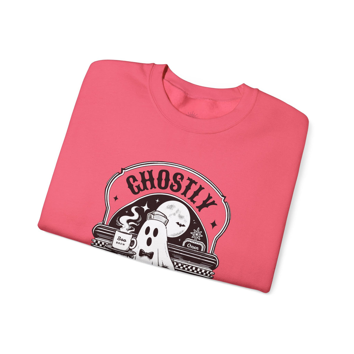 Ghostly Diner Sweatshirt — Vintage Halloween Ghost Café Crewneck