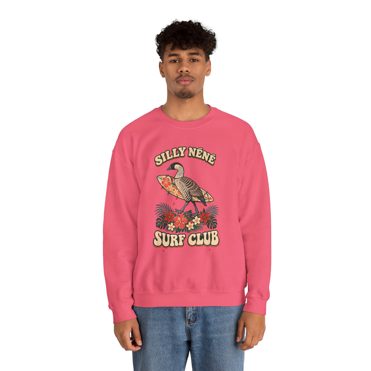 Silly Nēnē Surf Club Christmas Crewneck Sweatshirt – Hawaiian Goose Holiday Sweatshirt