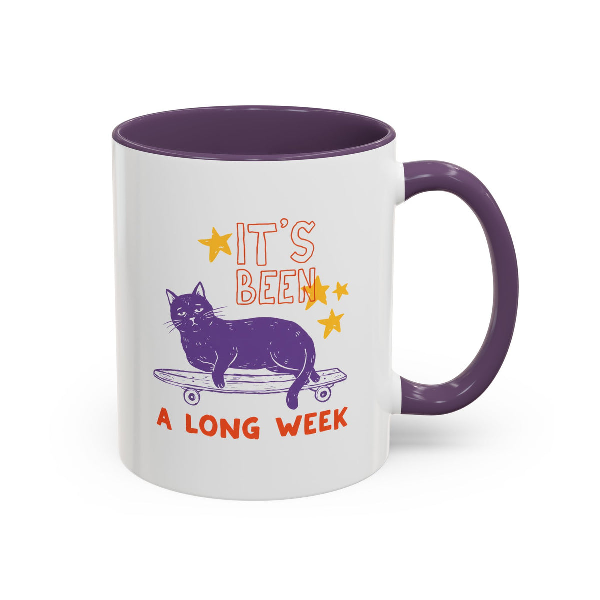 “It’s Been a Long Week” Cat on Skateboard Coffee Mug