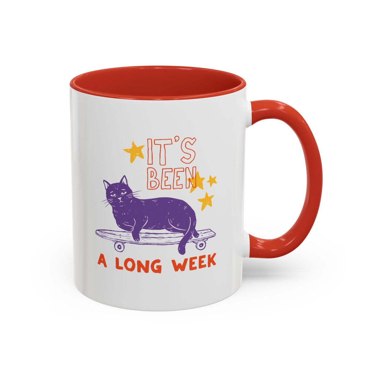“It’s Been a Long Week” Cat on Skateboard Coffee Mug
