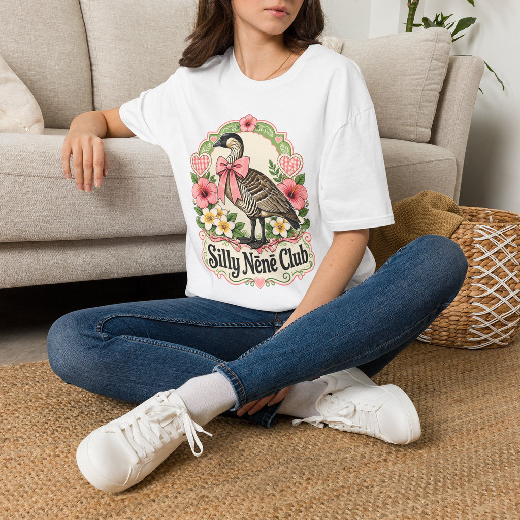 Silly Nēnē Club T-Shirt — Retro Hawaiian Goose Floral