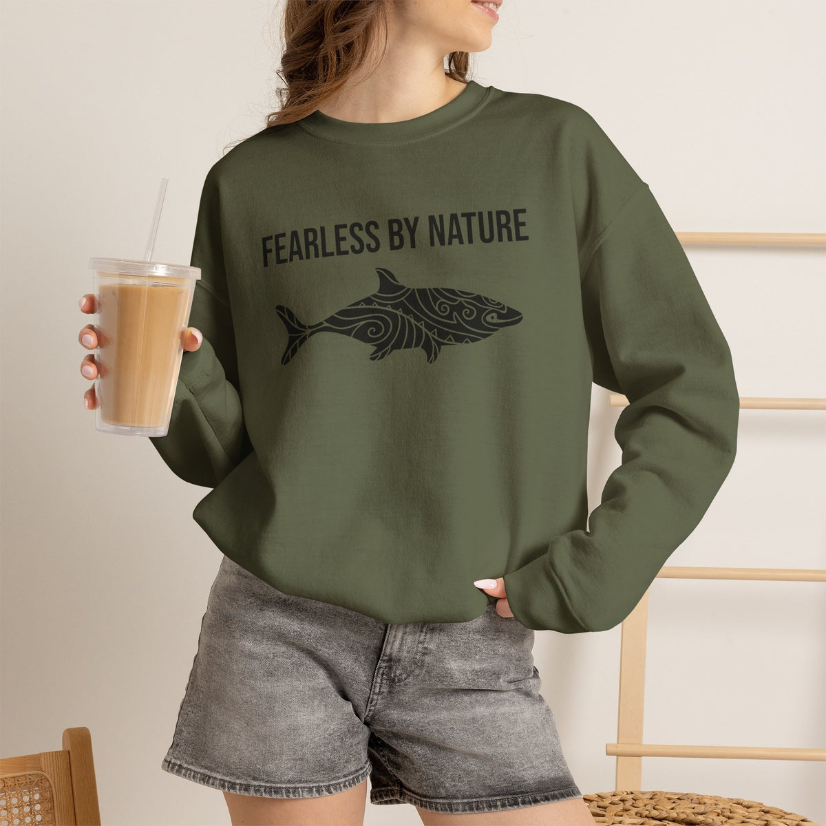 Fearless by Nature Tribal Shark Crewneck Sweatshirt