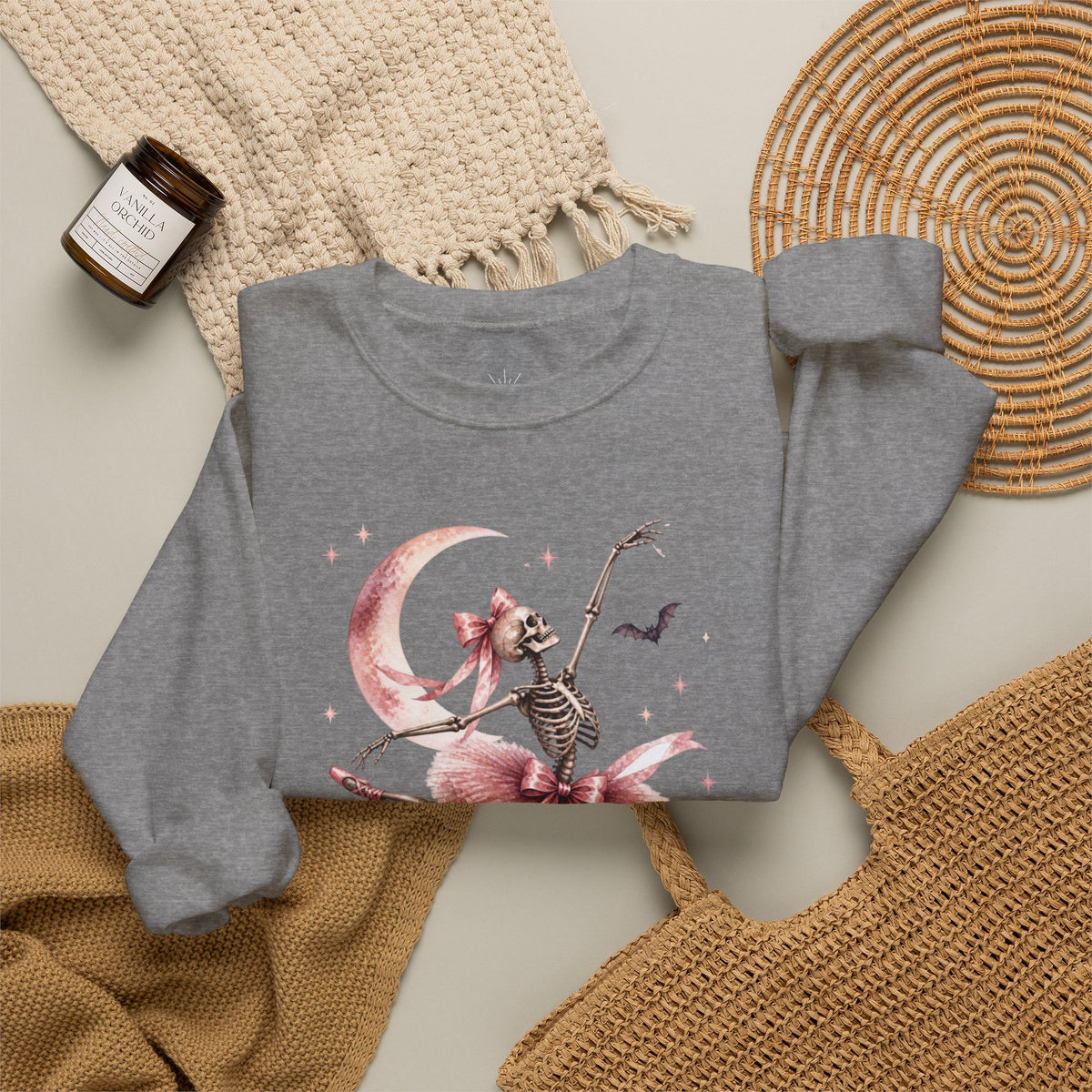 Skeleton Ballerina Ballet Dancer Sweatshirt | Halloween Pumpkin Moon