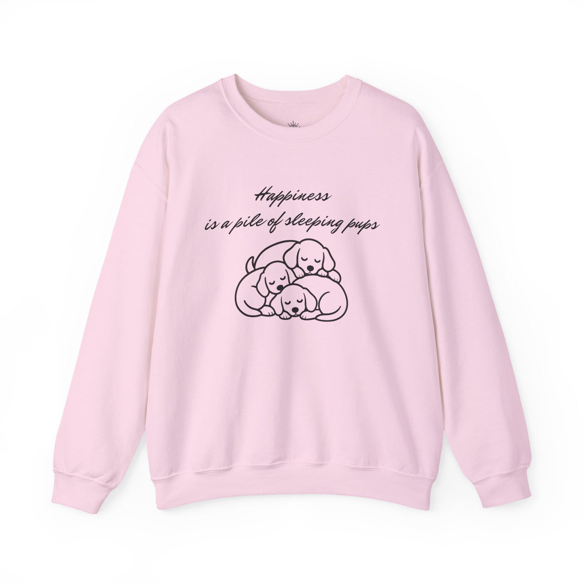 “Happiness Is a Pile of Sleeping Pups” Puppy Crewneck