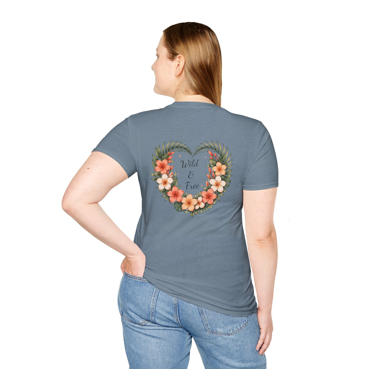 Tropical Plumeria Floral Heart T-Shirt