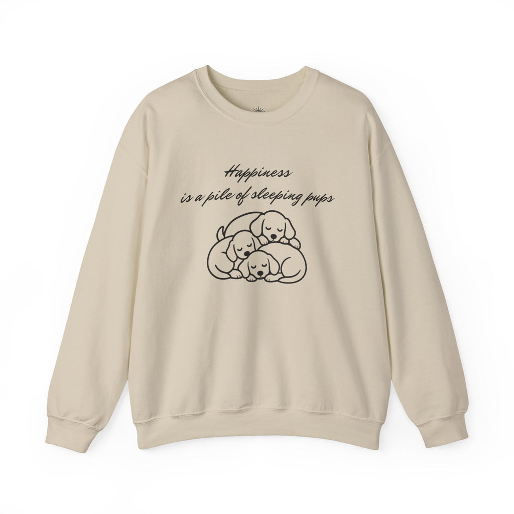 “Happiness Is a Pile of Sleeping Pups” Puppy Crewneck
