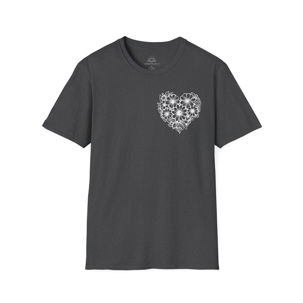 Bloom Kindly Floral Heart T-Shirt – Daisy Line Art