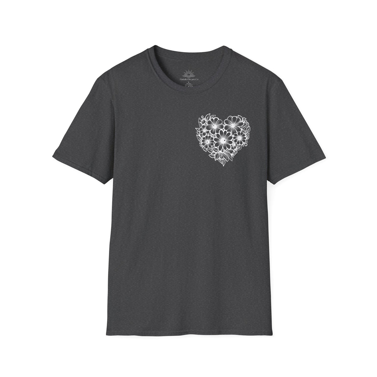 Bloom Kindly Floral Heart T-Shirt – Daisy Line Art