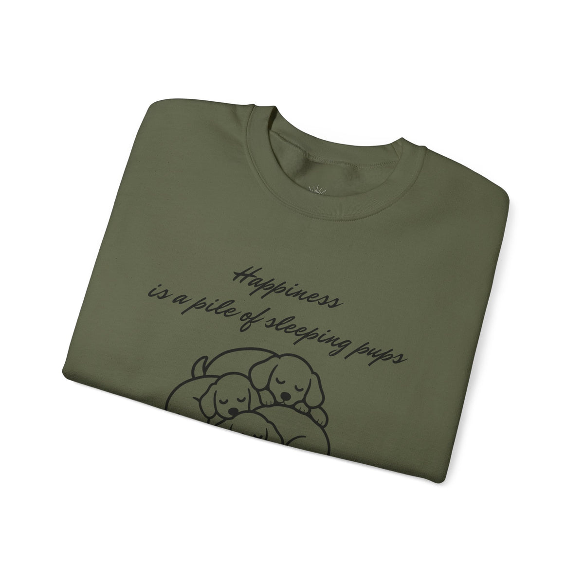 “Happiness Is a Pile of Sleeping Pups” Puppy Crewneck