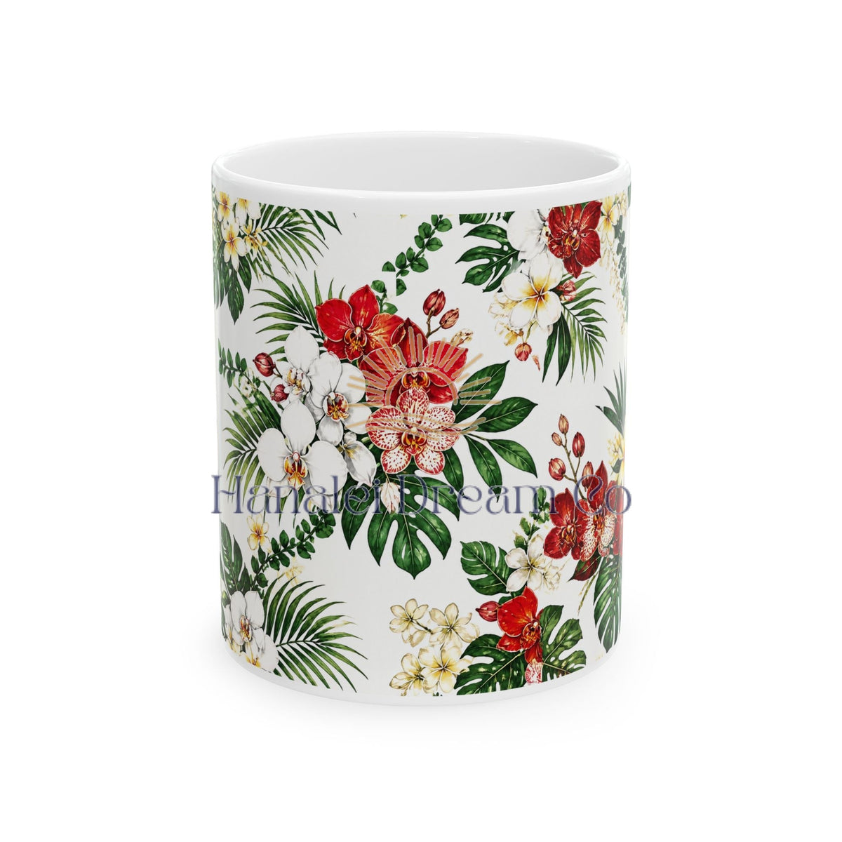 Tropical Floral Ceramic Mug – Hibiscus & Plumeria