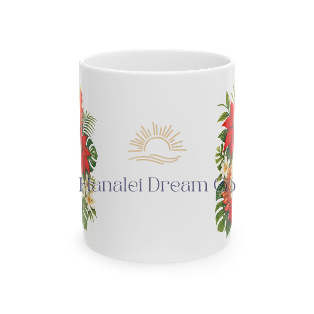 Tropical Poinsettia Holiday Mug – Floral Ceramic Cup