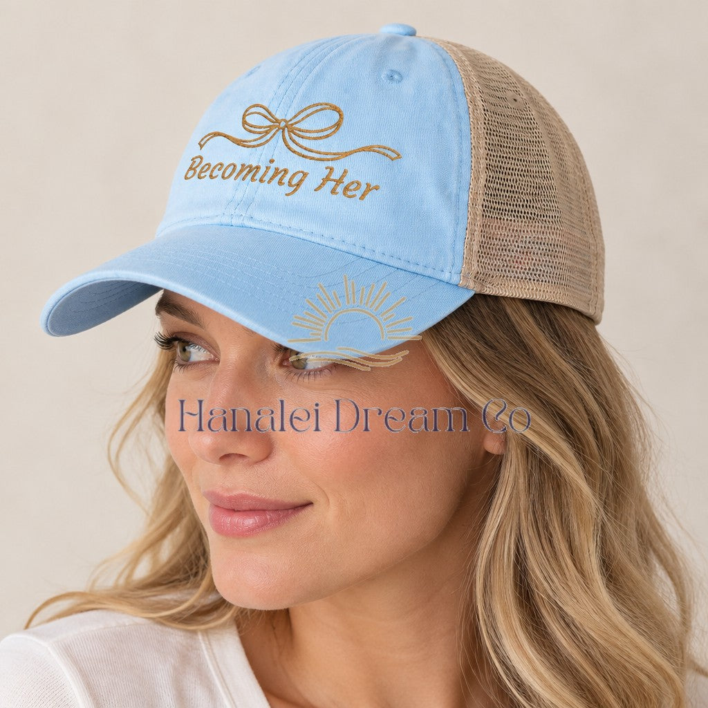 Women's Washed Mesh-Back Cap — Good Things Ahead