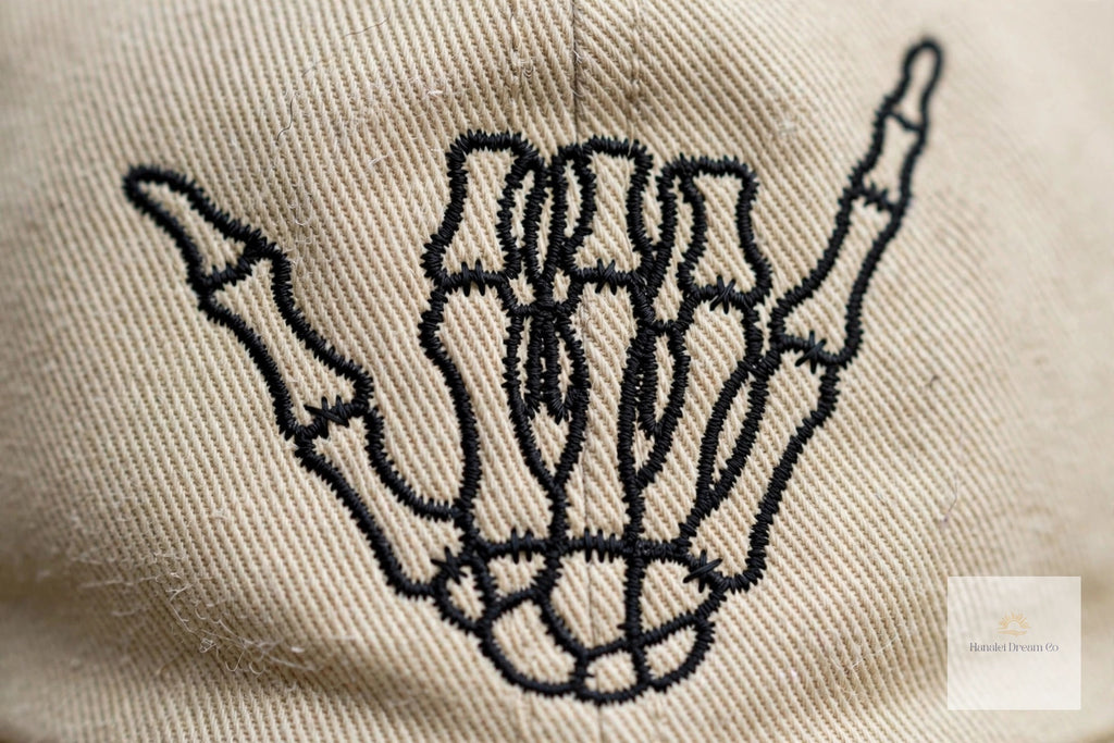 Aloha Always Dad Cap — Hawaiian Skeleton Shaka Hat