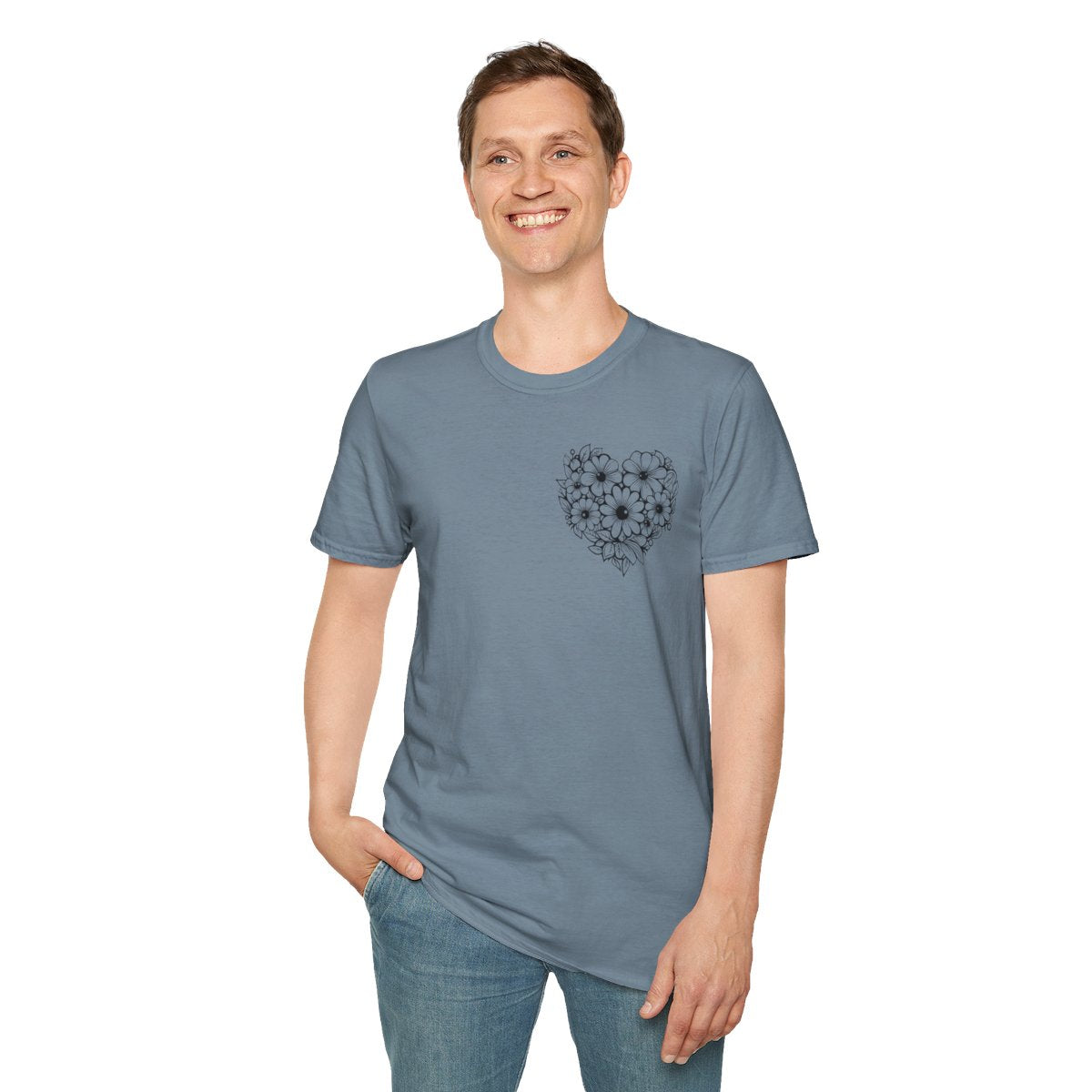 Bloom Kindly Floral Heart T-Shirt – Daisy Line Art