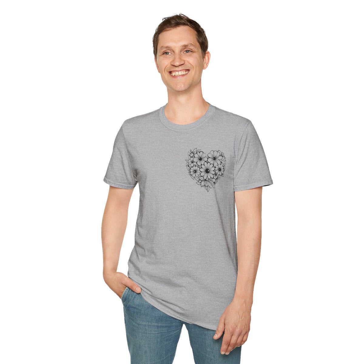 Bloom Kindly Floral Heart T-Shirt – Daisy Line Art